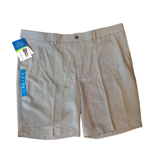 Haggar Performance Flex Waistband Flat Front Shorts Men 44W Charcoal Pattern - Picture 1 of 6
